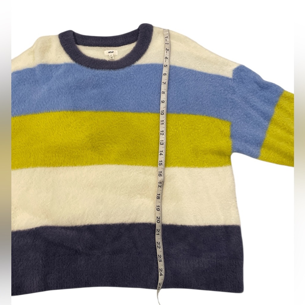 Aerie Women’s Flurry Crew Neck Sweater Oversized Small Blue, Green, and White - Picture 7 of 8